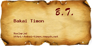 Bakai Timon névjegykártya